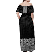New Zealand Maori Kowhaiwhai Off Shoulder Maxi Dress Pango Maui and Mangopare LT9 - Polynesian Pride