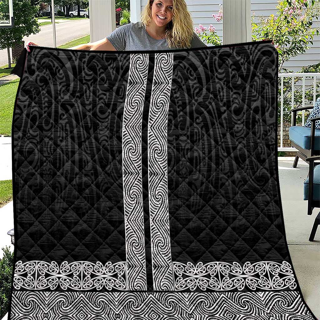 New Zealand Maori Kowhaiwhai Quilt Pango Maui and Mangopare LT9 Black - Polynesian Pride