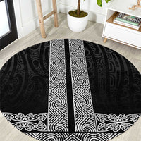 New Zealand Maori Kowhaiwhai Round Carpet Pango Maui and Mangopare LT9 Black - Polynesian Pride