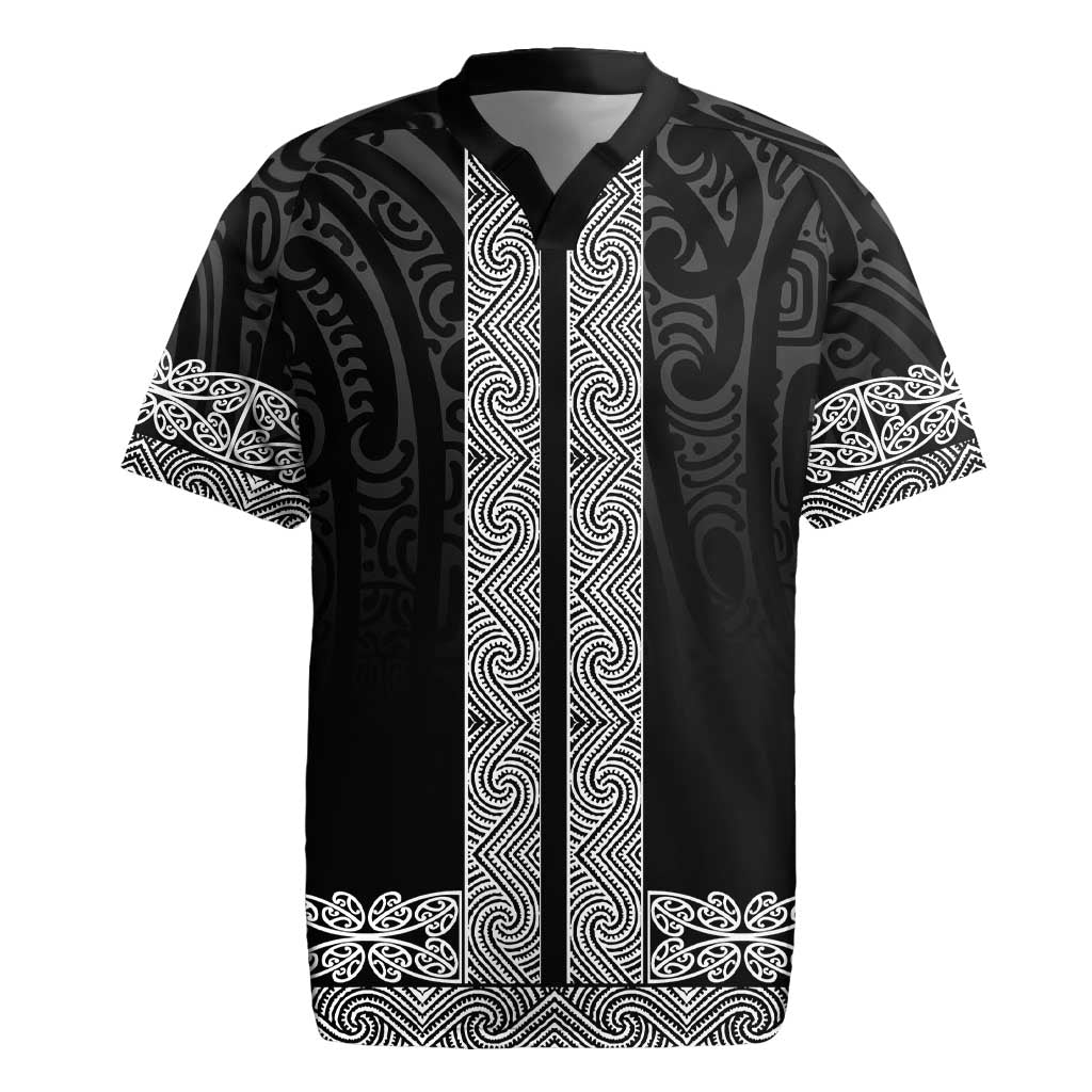 New Zealand Maori Kowhaiwhai Rugby Jersey Pango Maui and Mangopare LT9 Black - Polynesian Pride