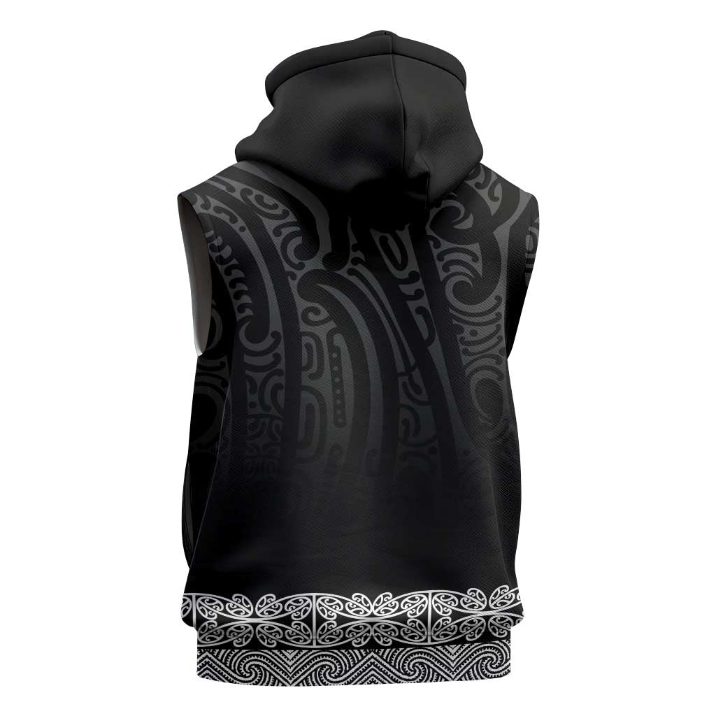 New Zealand Maori Kowhaiwhai Sleeveless Hoodie Pango Maui and Mangopare LT9 - Polynesian Pride
