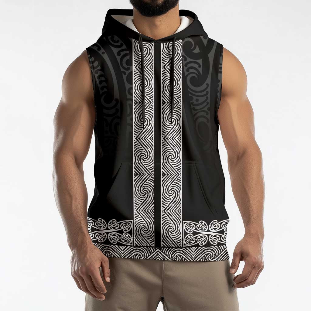New Zealand Maori Kowhaiwhai Sleeveless Hoodie Pango Maui and Mangopare LT9 - Polynesian Pride