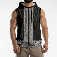 New Zealand Maori Kowhaiwhai Sleeveless Hoodie Pango Maui and Mangopare LT9 - Polynesian Pride