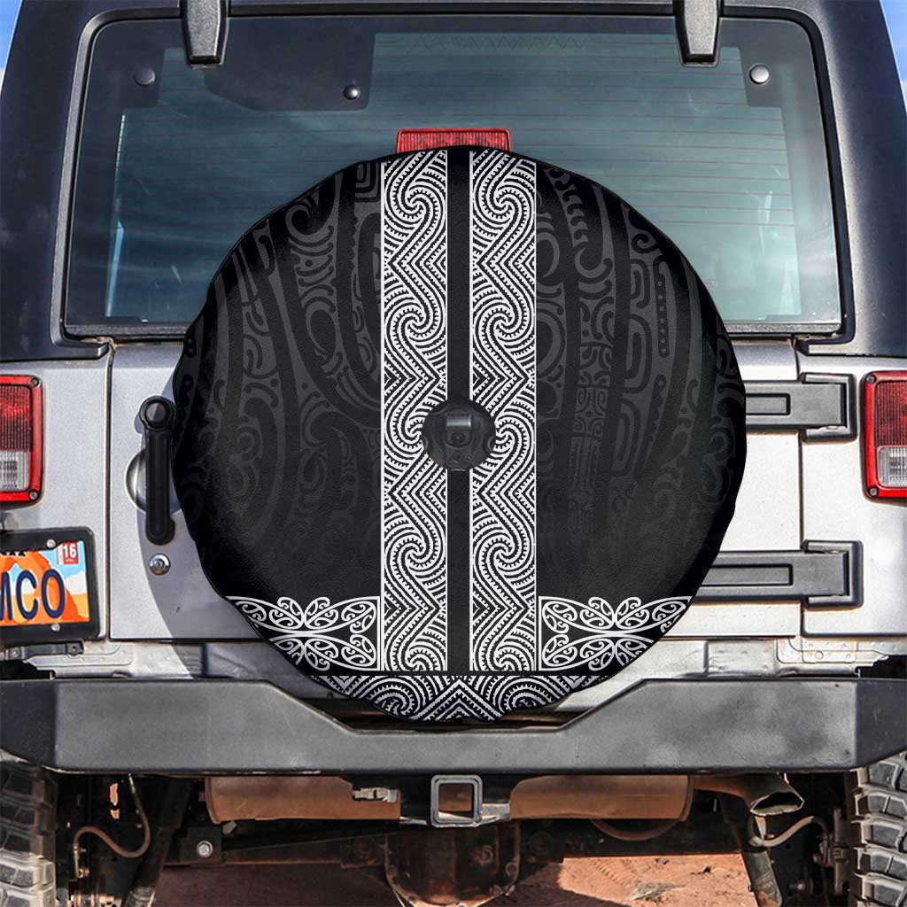 New Zealand Maori Kowhaiwhai Spare Tire Cover Pango Maui and Mangopare LT9 Black - Polynesian Pride