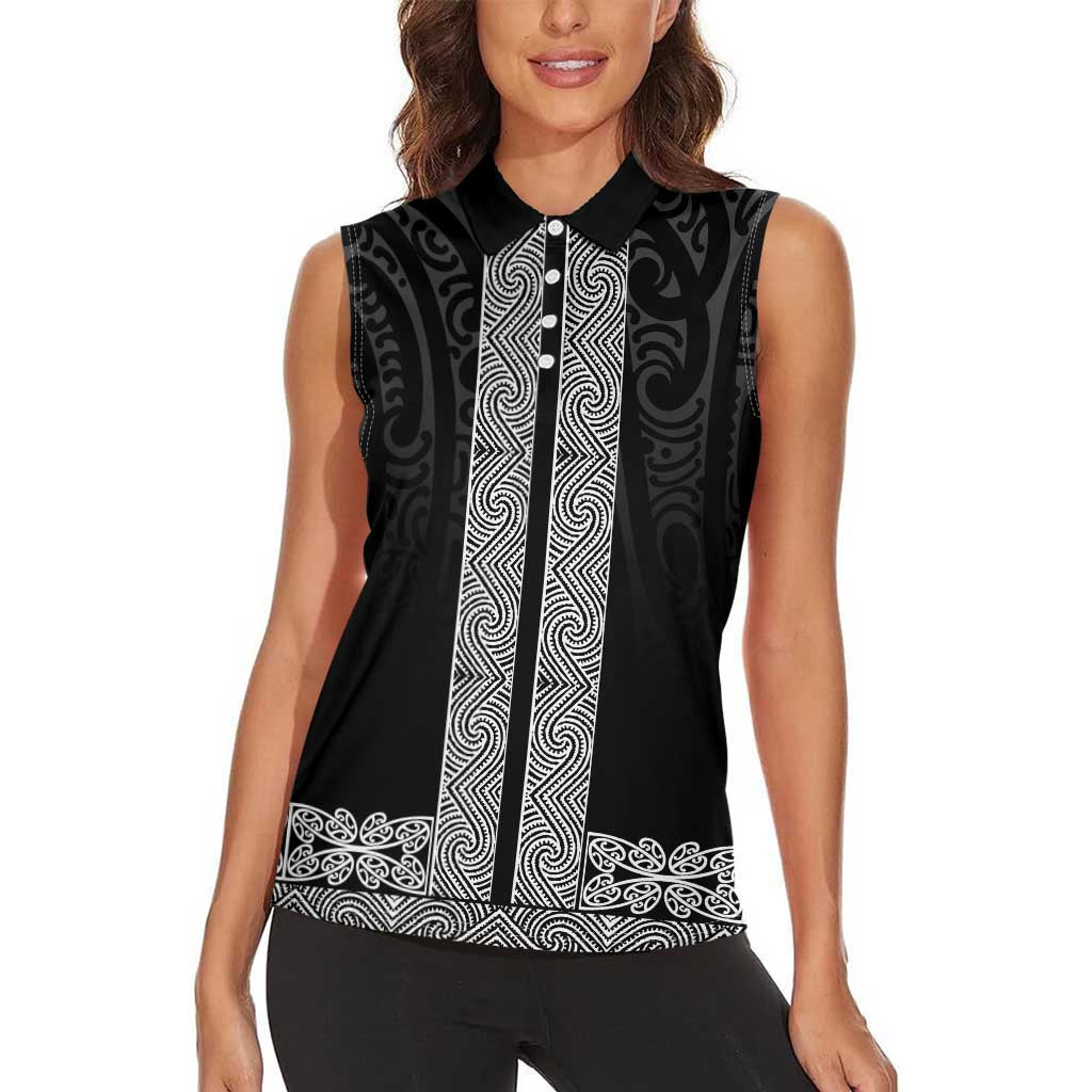 New Zealand Maori Kowhaiwhai Women Sleeveless Polo Shirt Pango Maui and Mangopare LT9 - Polynesian Pride