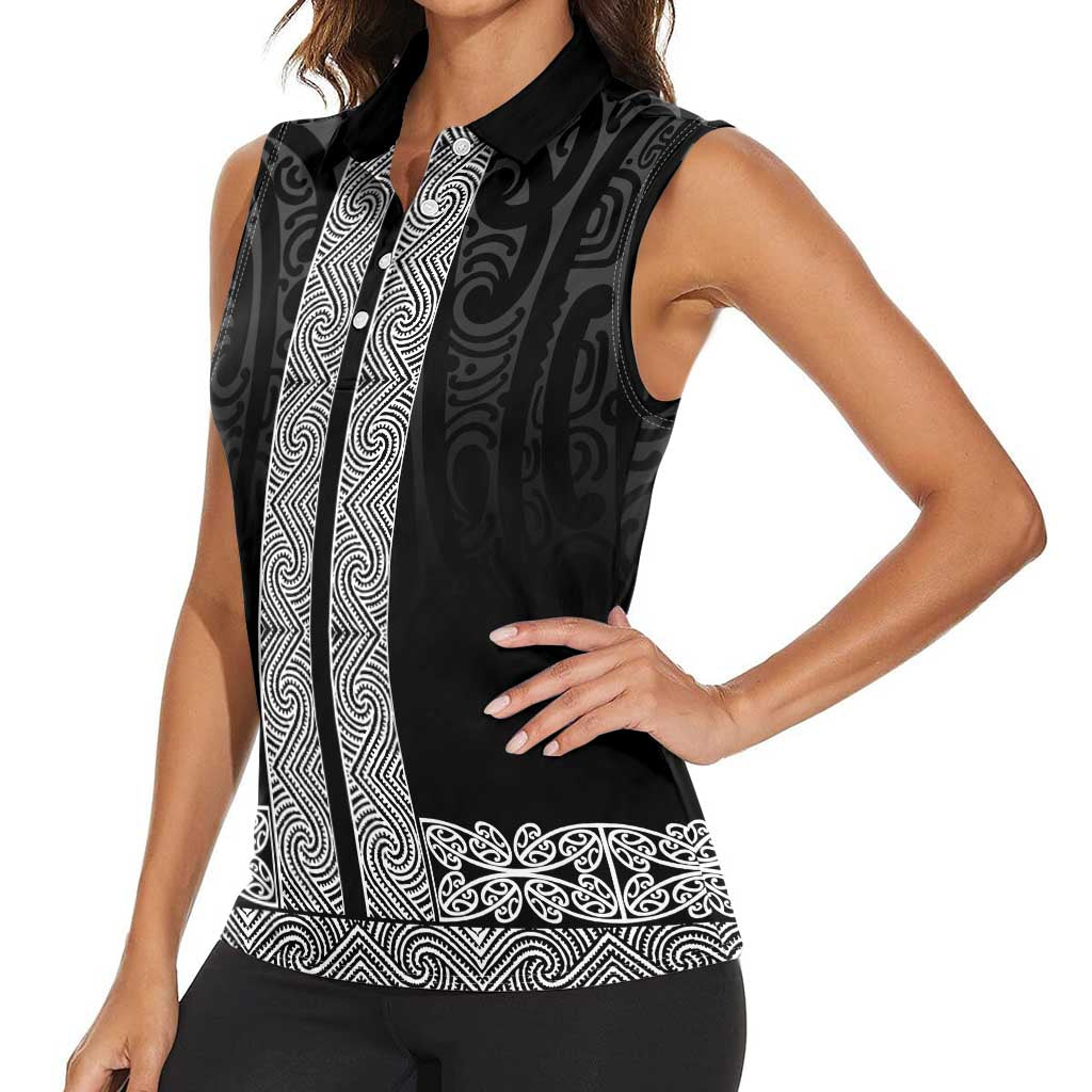 New Zealand Maori Kowhaiwhai Women Sleeveless Polo Shirt Pango Maui and Mangopare LT9 - Polynesian Pride