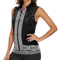 New Zealand Maori Kowhaiwhai Women Sleeveless Polo Shirt Pango Maui and Mangopare LT9 - Polynesian Pride