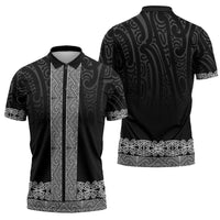 New Zealand Maori Kowhaiwhai Zipper Polo Shirt Pango Maui and Mangopare LT9 - Polynesian Pride