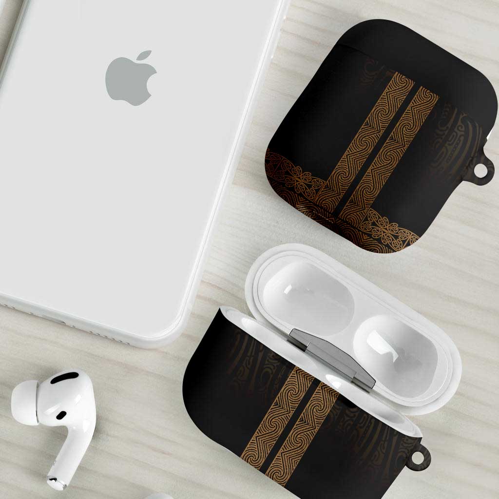 New Zealand Maori Kowhaiwhai AirPods Case Parauri Maui and Mangopare LT9 - Polynesian Pride