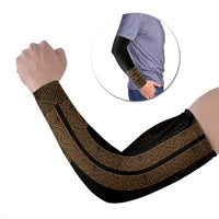 New Zealand Maori Kowhaiwhai Arm Sleeves Parauri Maui and Mangopare LT9 Set of 2 Brown - Polynesian Pride