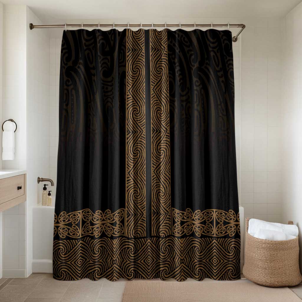 New Zealand Maori Kowhaiwhai Bathroom Set Parauri Maui and Mangopare LT9 Shower Curtain Only Brown - Polynesian Pride