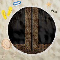 New Zealand Maori Kowhaiwhai Beach Blanket Parauri Maui and Mangopare LT9 One Size 150cm Brown - Polynesian Pride