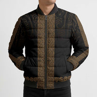 New Zealand Maori Kowhaiwhai Bomber Puffer Jacket Parauri Maui and Mangopare LT9 - Polynesian Pride