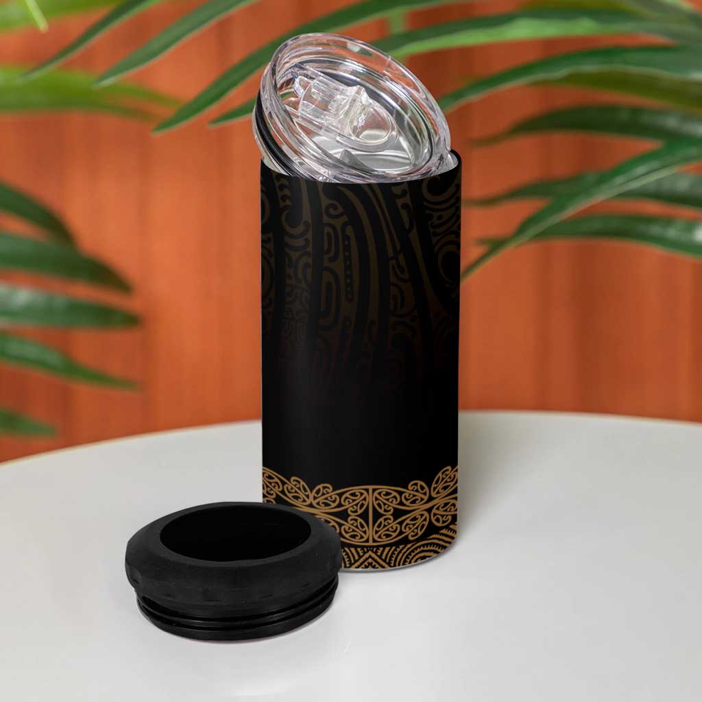 New Zealand Maori Kowhaiwhai 4 in 1 Can Cooler Tumbler Parauri Maui and Mangopare LT9 - Polynesian Pride