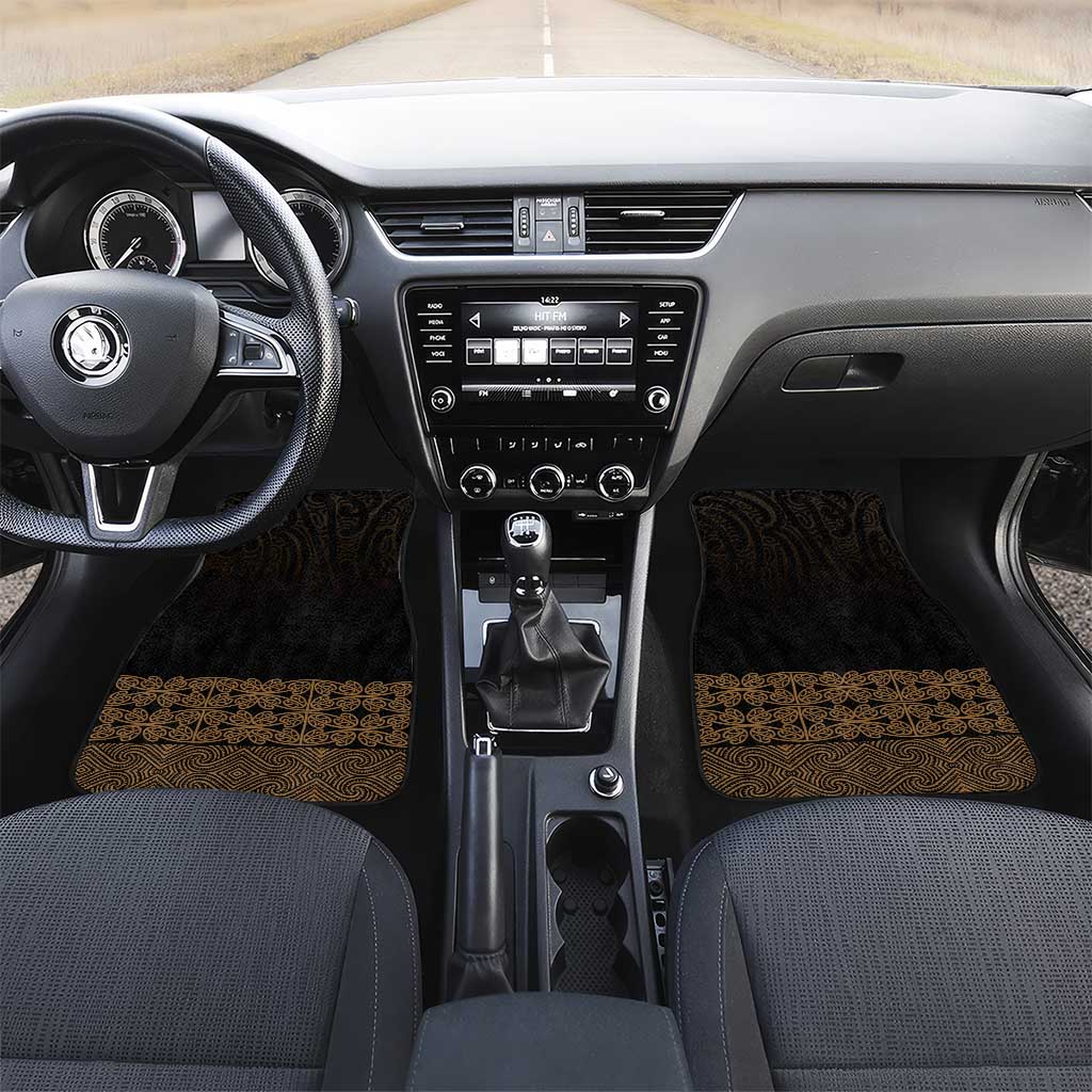New Zealand Maori Kowhaiwhai Car Mats Parauri Maui and Mangopare LT9 Set 2pcs - Front Brown - Polynesian Pride