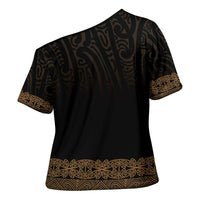 New Zealand Maori Kowhaiwhai Cross Shoulder Shirt Parauri Maui and Mangopare LT9 - Polynesian Pride