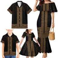 New Zealand Maori Kowhaiwhai Family Matching Mermaid Dress and Hawaiian Shirt Parauri Maui and Mangopare LT9 - Polynesian Pride