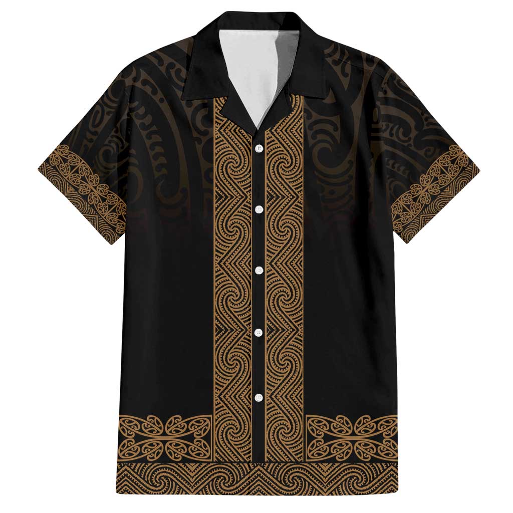New Zealand Maori Kowhaiwhai Family Matching Off Shoulder Maxi Dress and Hawaiian Shirt Parauri Maui and Mangopare LT9 Dad's Shirt - Short Sleeve Brown - Polynesian Pride