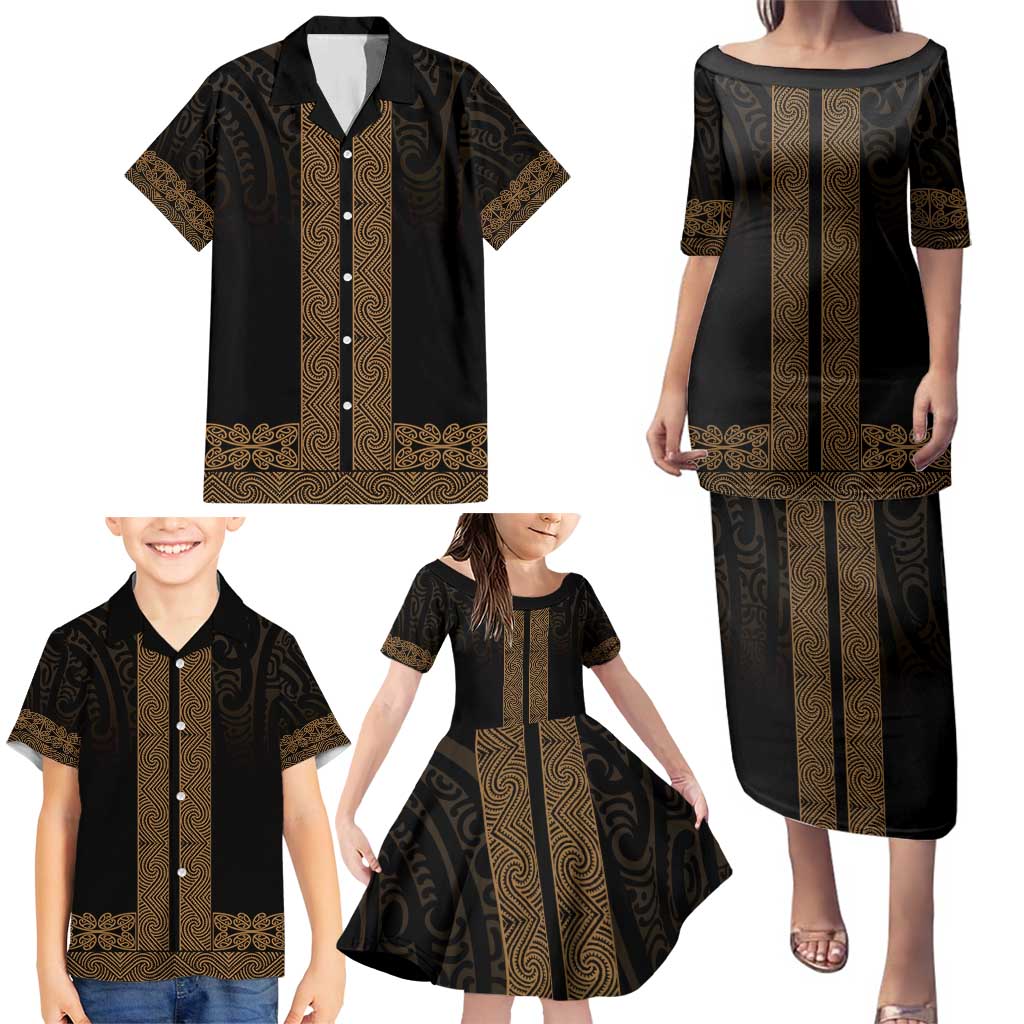 New Zealand Maori Kowhaiwhai Family Matching Puletasi and Hawaiian Shirt Parauri Maui and Mangopare LT9 - Polynesian Pride