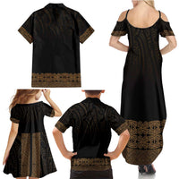 New Zealand Maori Kowhaiwhai Family Matching Summer Maxi Dress and Hawaiian Shirt Parauri Maui and Mangopare LT9 - Polynesian Pride