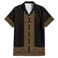 New Zealand Maori Kowhaiwhai Family Matching Summer Maxi Dress and Hawaiian Shirt Parauri Maui and Mangopare LT9 Dad's Shirt - Short Sleeve Brown - Polynesian Pride