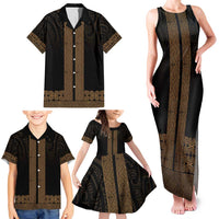 New Zealand Maori Kowhaiwhai Family Matching Tank Maxi Dress and Hawaiian Shirt Parauri Maui and Mangopare LT9 - Polynesian Pride