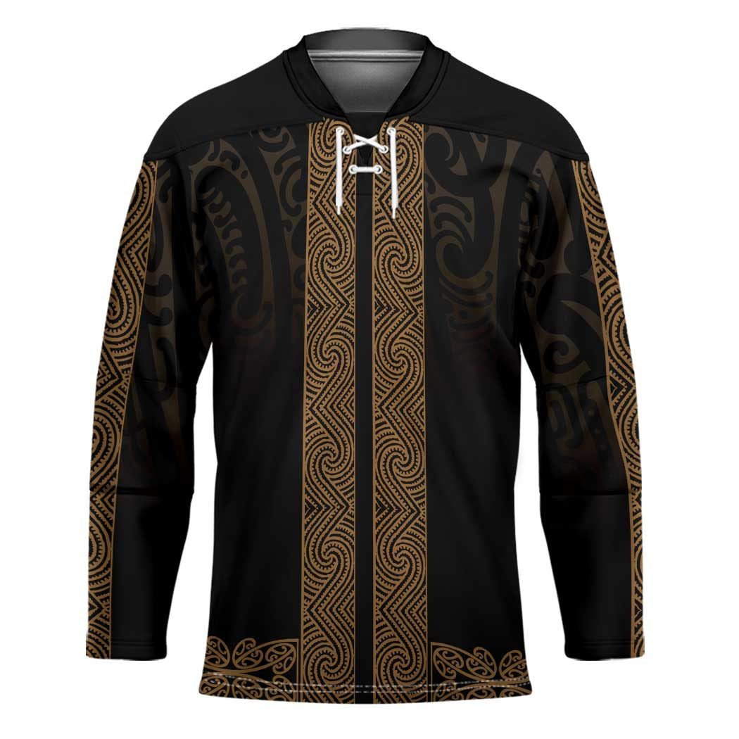 New Zealand Maori Kowhaiwhai Hockey Jersey Parauri Maui and Mangopare LT9 Unisex Brown - Polynesian Pride