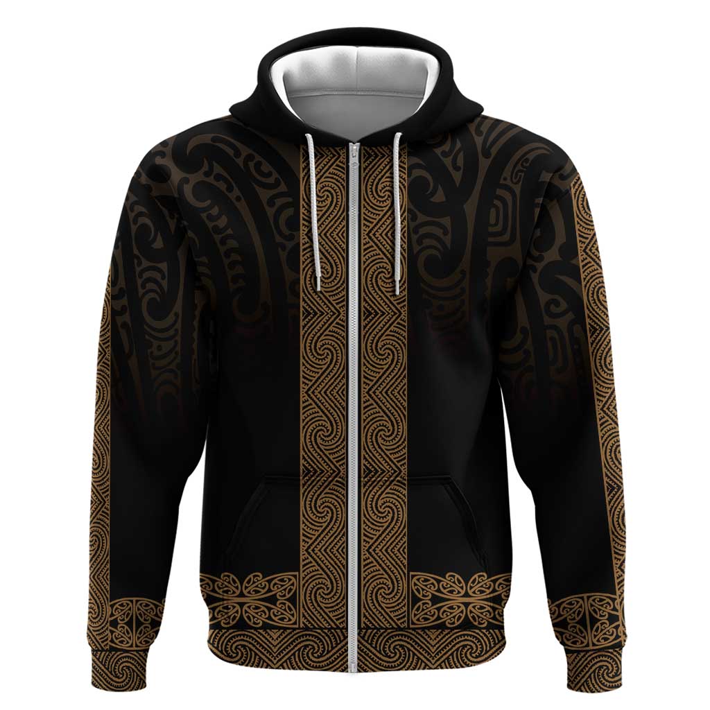 New Zealand Maori Kowhaiwhai Hoodie Parauri Maui and Mangopare LT9 Zip Hoodie Brown - Polynesian Pride