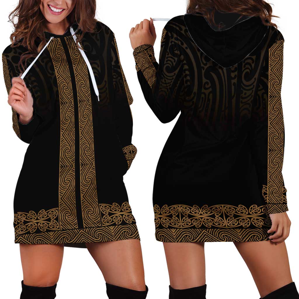 New Zealand Maori Kowhaiwhai Hoodie Dress Parauri Maui and Mangopare LT9 - Polynesian Pride