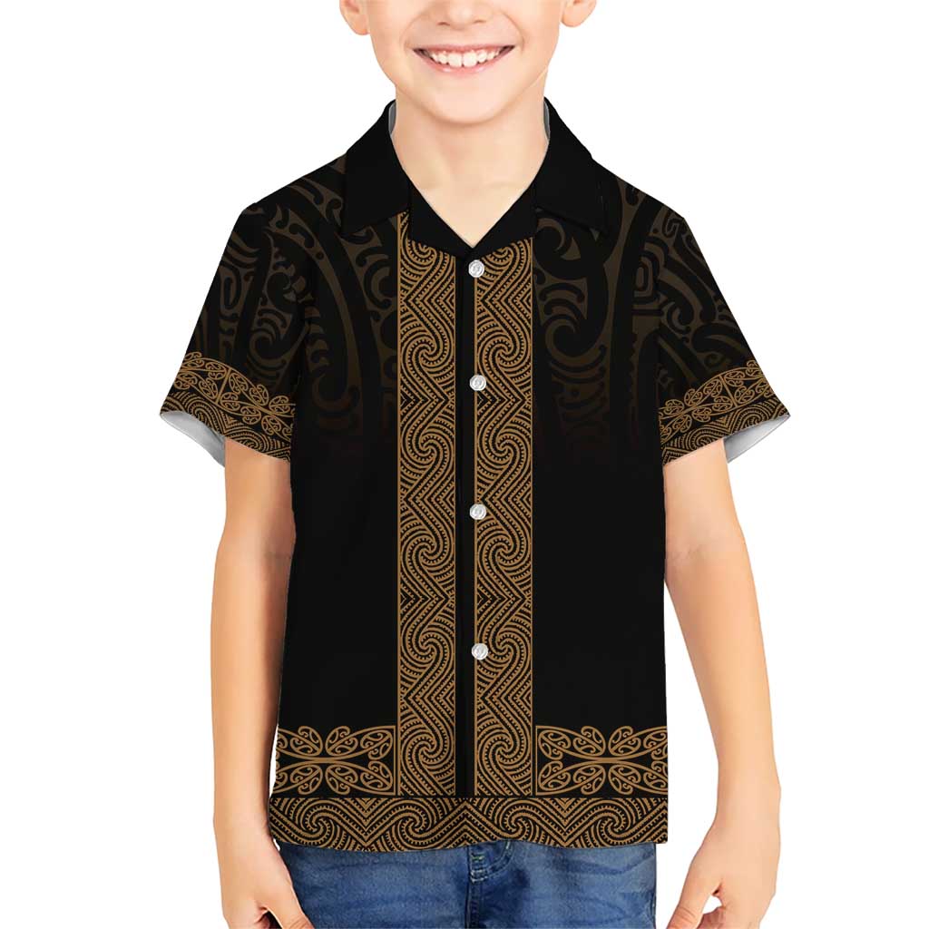 New Zealand Maori Kowhaiwhai Kid Hawaiian Shirt Parauri Maui and Mangopare LT9 Kid Brown - Polynesian Pride