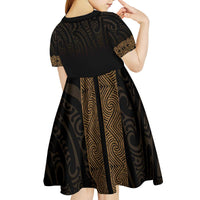 New Zealand Maori Kowhaiwhai Kid Short Sleeve Dress Parauri Maui and Mangopare LT9 - Polynesian Pride