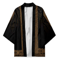 New Zealand Maori Kowhaiwhai Kimono Parauri Maui and Mangopare LT9 Unisex Brown - Polynesian Pride