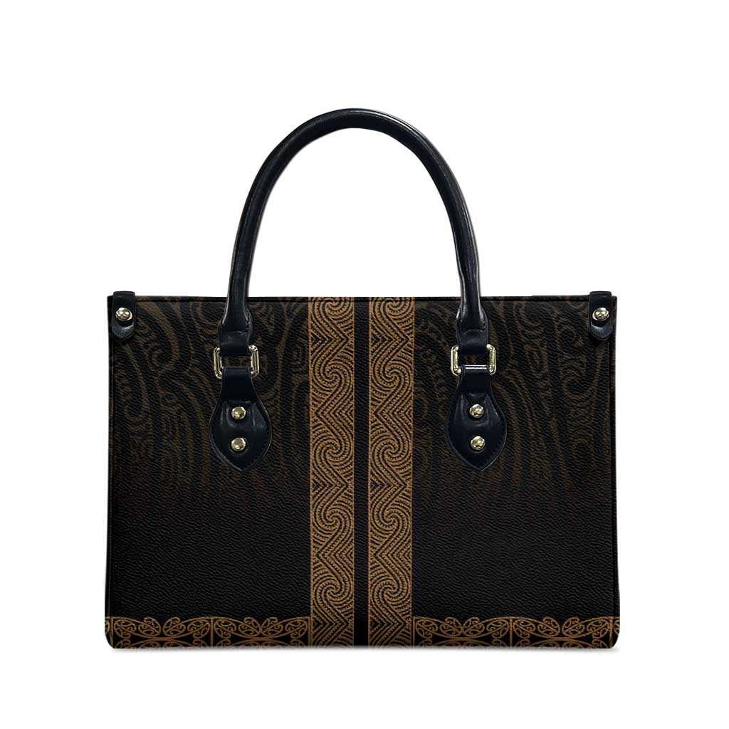 New Zealand Maori Kowhaiwhai Leather Bag Parauri Maui and Mangopare LT9 - Polynesian Pride