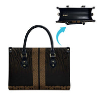New Zealand Maori Kowhaiwhai Leather Bag Parauri Maui and Mangopare LT9 - Polynesian Pride