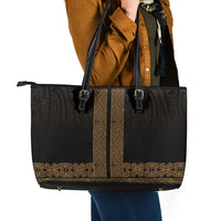 New Zealand Maori Kowhaiwhai Leather Tote Bag Parauri Maui and Mangopare LT9 - Polynesian Pride