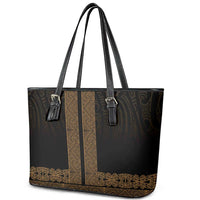 New Zealand Maori Kowhaiwhai Leather Tote Bag Parauri Maui and Mangopare LT9 - Polynesian Pride