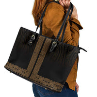 New Zealand Maori Kowhaiwhai Leather Tote Bag Parauri Maui and Mangopare LT9 - Polynesian Pride