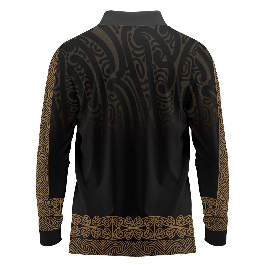 New Zealand Maori Kowhaiwhai Long Sleeve Polo Shirt Parauri Maui and Mangopare LT9 - Polynesian Pride