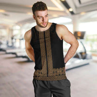 New Zealand Maori Kowhaiwhai Men Tank Top Parauri Maui and Mangopare LT9 Brown - Polynesian Pride