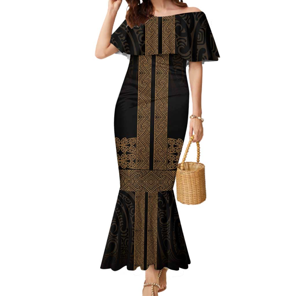 New Zealand Maori Kowhaiwhai Mermaid Dress Parauri Maui and Mangopare LT9 Women Brown - Polynesian Pride