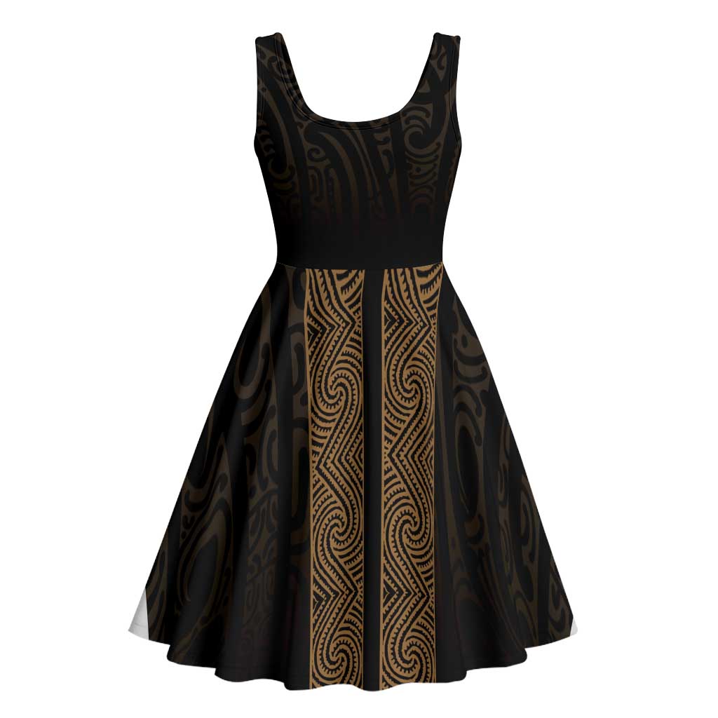 New Zealand Maori Kowhaiwhai Midi Dress Parauri Maui and Mangopare LT9 - Polynesian Pride