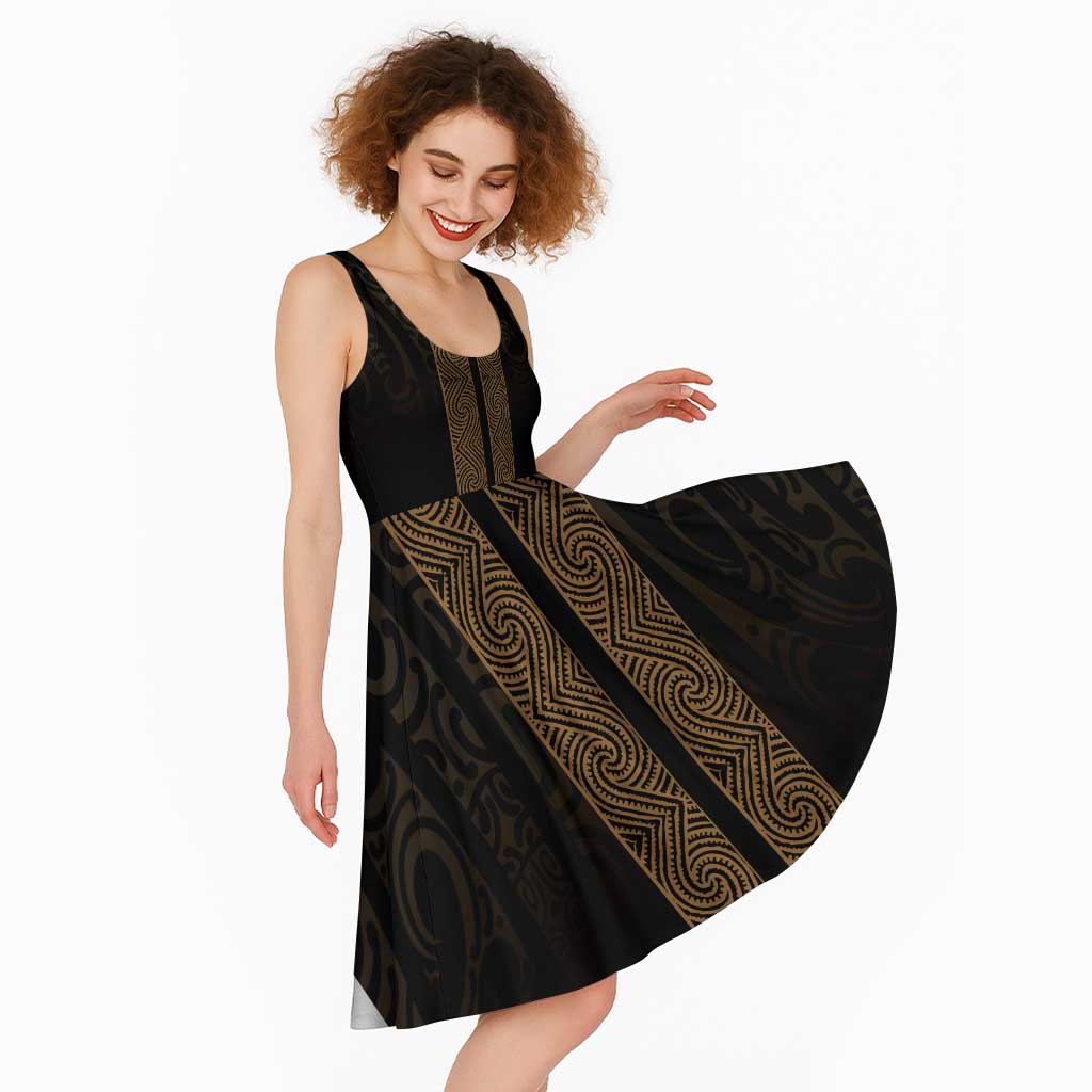 New Zealand Maori Kowhaiwhai Midi Dress Parauri Maui and Mangopare LT9 - Polynesian Pride