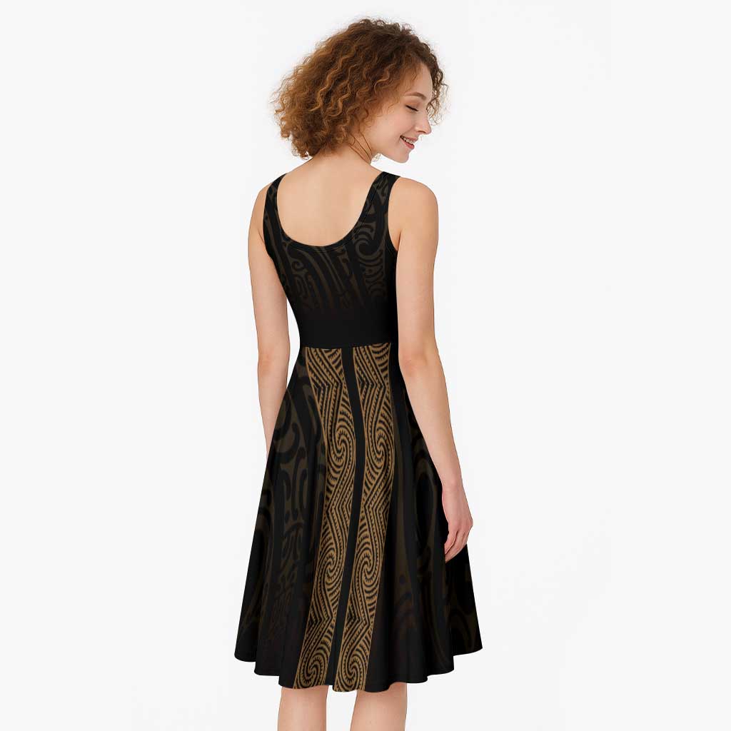New Zealand Maori Kowhaiwhai Midi Dress Parauri Maui and Mangopare LT9 - Polynesian Pride