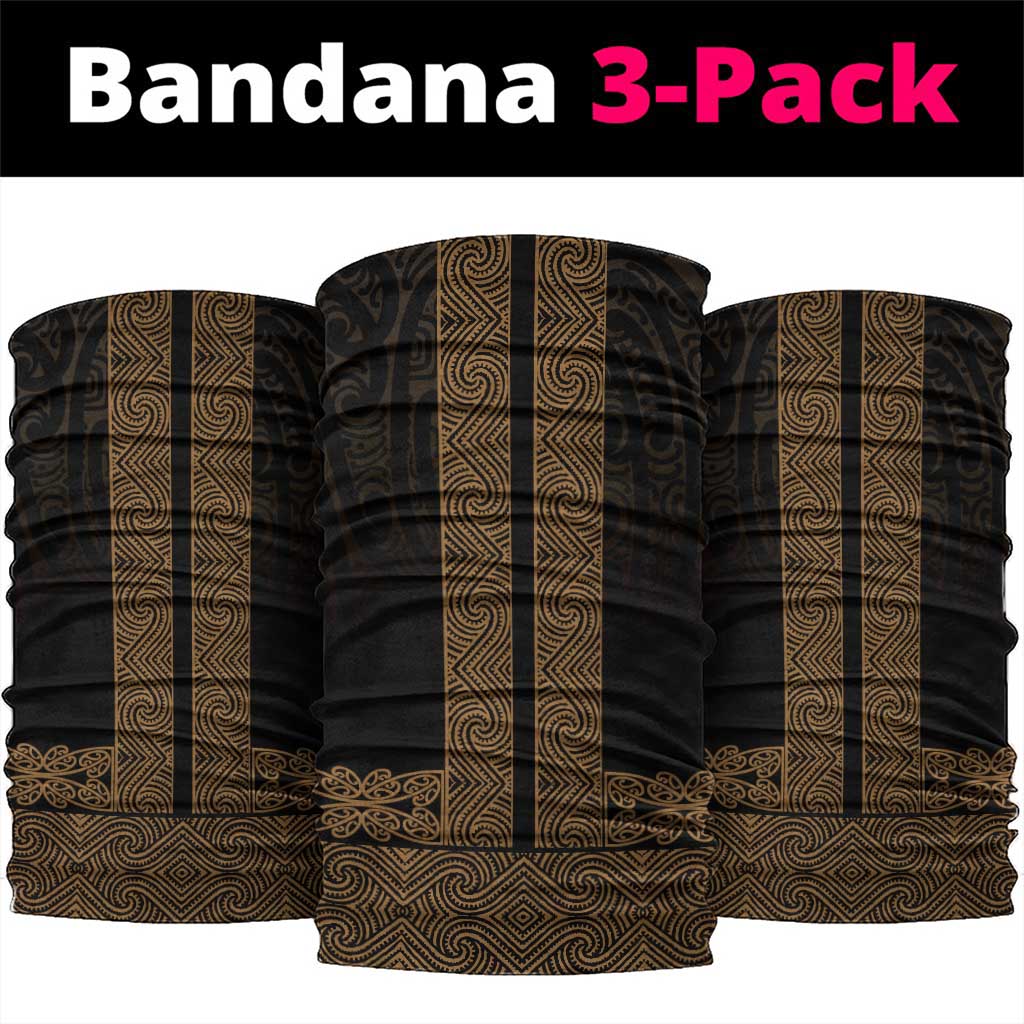 New Zealand Maori Kowhaiwhai Neck Gaiter Parauri Maui and Mangopare LT9 package One Size: 25*50cm Brown - Polynesian Pride