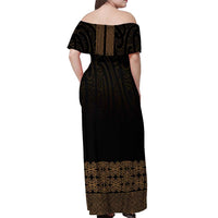 New Zealand Maori Kowhaiwhai Off Shoulder Maxi Dress Parauri Maui and Mangopare LT9 - Polynesian Pride