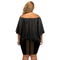 New Zealand Maori Kowhaiwhai Off Shoulder Short Dress Parauri Maui and Mangopare LT9 - Polynesian Pride