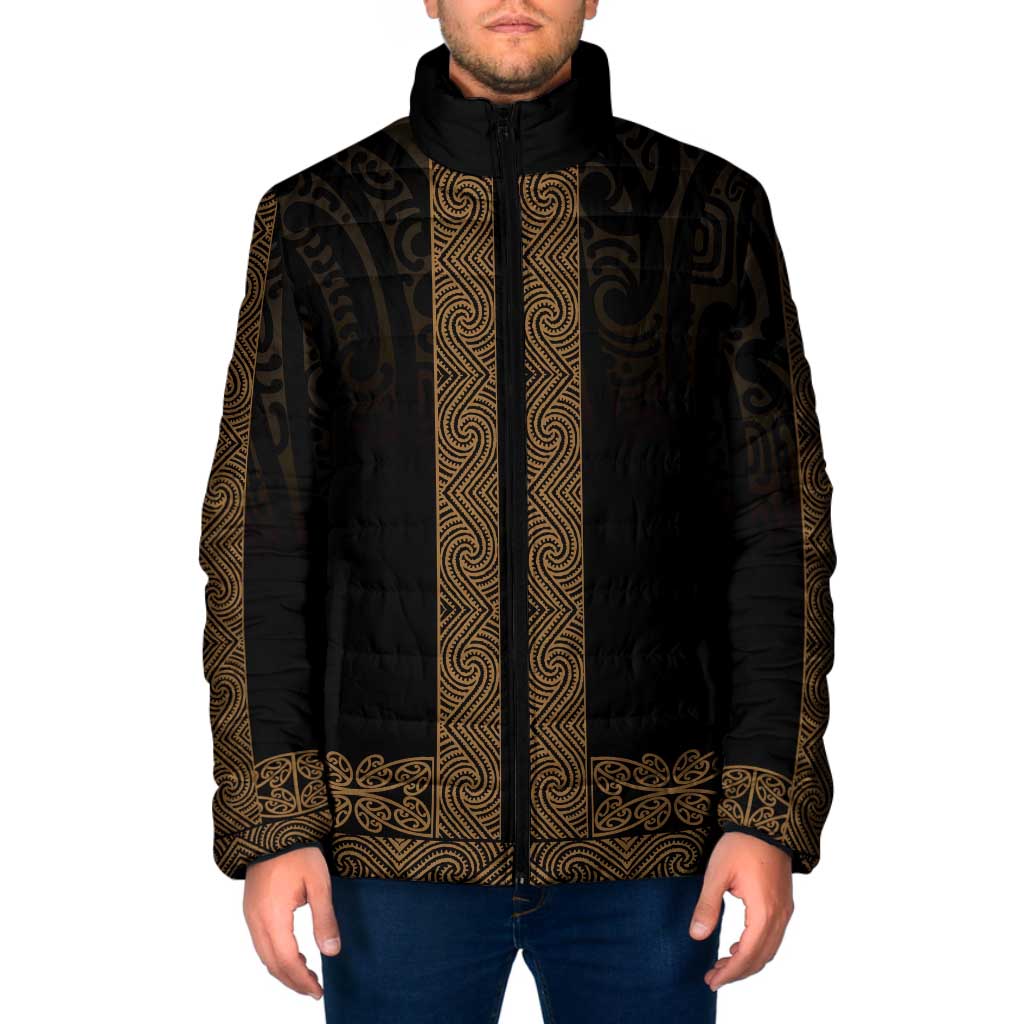 New Zealand Maori Kowhaiwhai Padded Jacket Parauri Maui and Mangopare LT9 Men Brown - Polynesian Pride