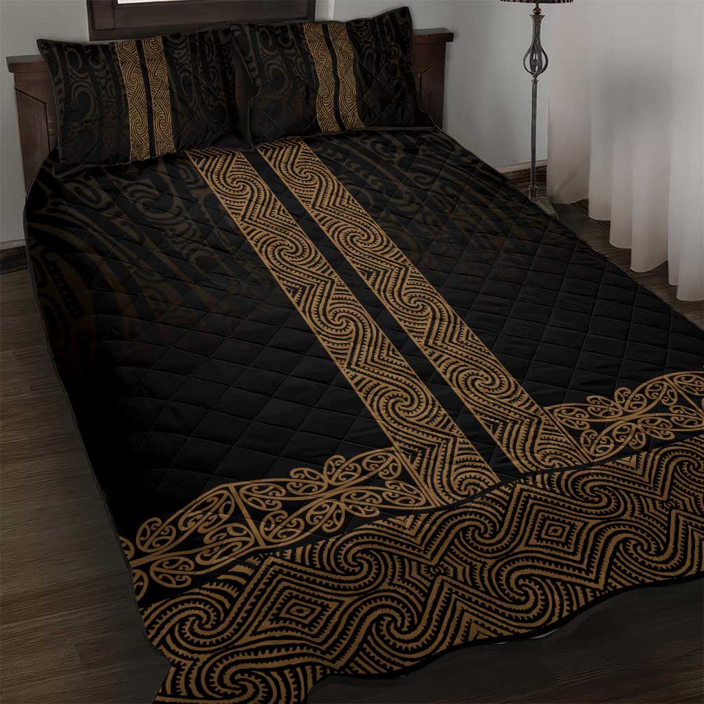 New Zealand Maori Kowhaiwhai Quilt Bed Set Parauri Maui and Mangopare LT9 Brown - Polynesian Pride