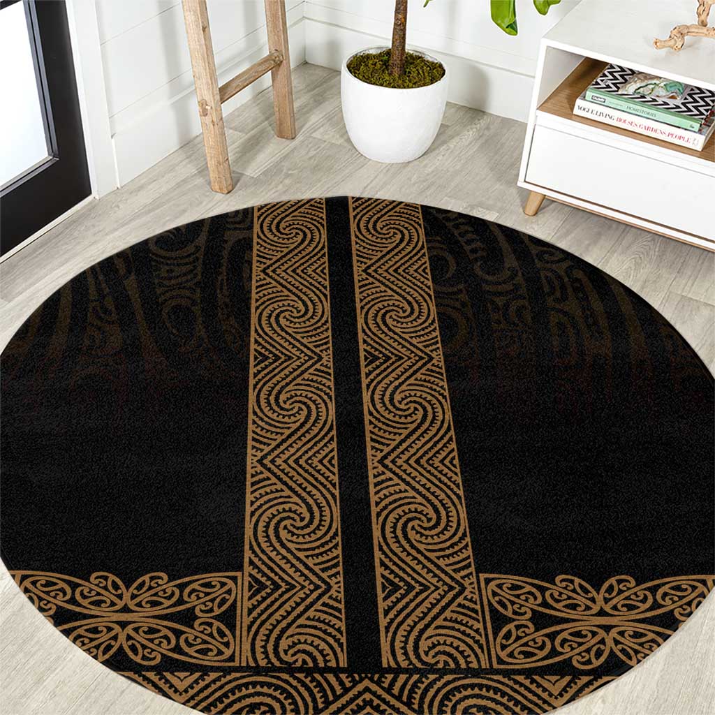 New Zealand Maori Kowhaiwhai Round Carpet Parauri Maui and Mangopare LT9 Brown - Polynesian Pride
