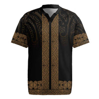 New Zealand Maori Kowhaiwhai Rugby Jersey Parauri Maui and Mangopare LT9 Brown - Polynesian Pride